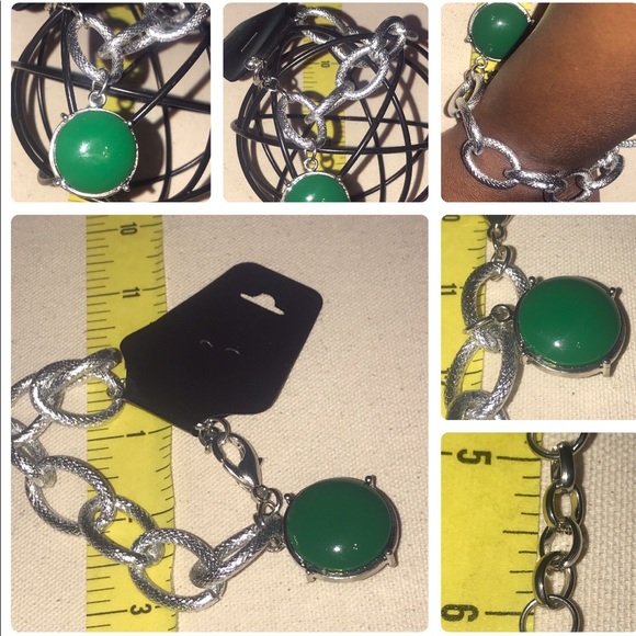 Vintage Green Bauble Silver/Gold Tone Bracelet - Picture 7 of 16